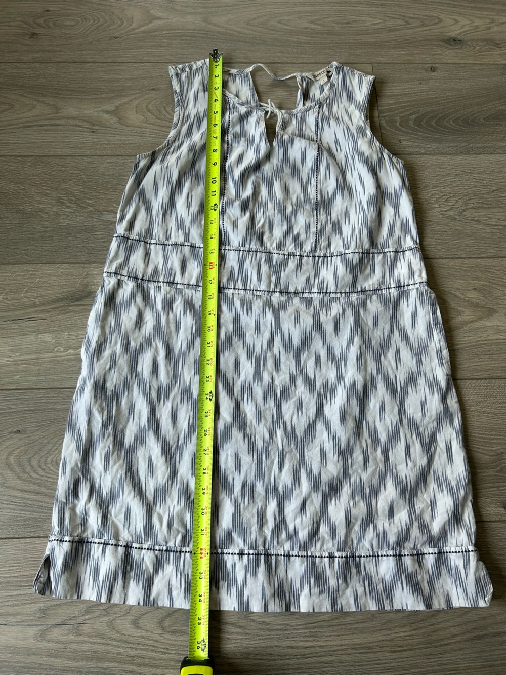 Toad & Co Shakti Sleeveless Organic Cotton Casual Mini Dress Egret Ikat Size L - Picture 8 of 10